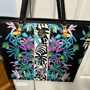 Lilly Pulitzer Black Tote with Vibrant Floral Design